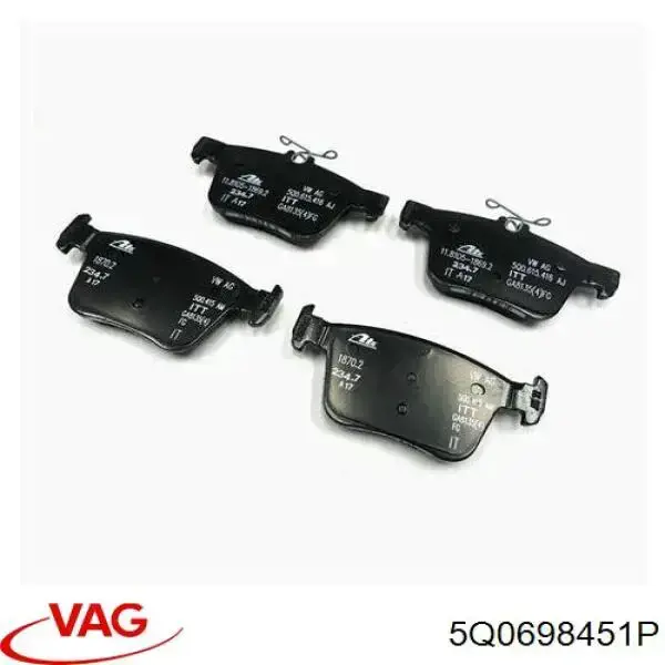 Колодки гальмові задні, дискові 5Q0698451P VAG/Audi