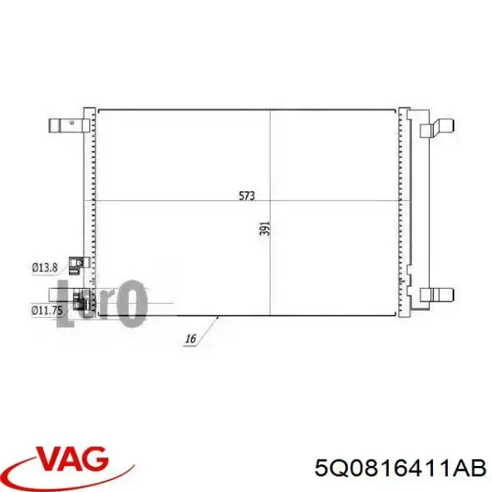 Радиатор охлаждения кондиционера VAG 5Q0816411AB