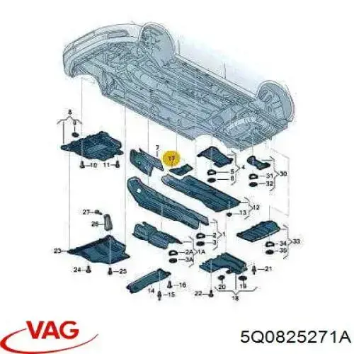 Защита днища передняя левая VAG 5Q0825271A цена, от 11.97 USD