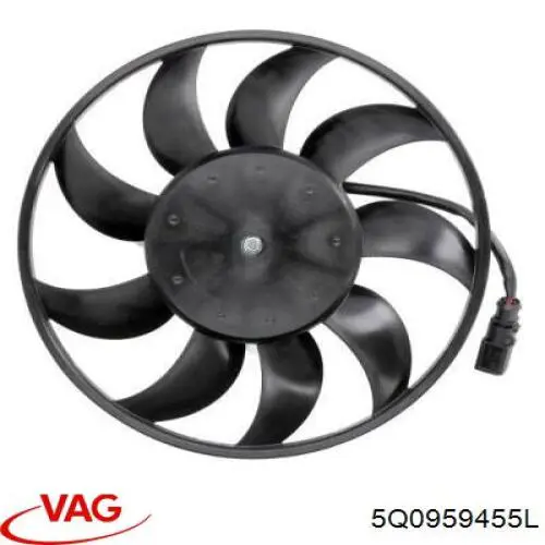 Купить 5Q0959455L VAG Электровентилятор охлаждения в сборе (мотор+крыльчатка)
