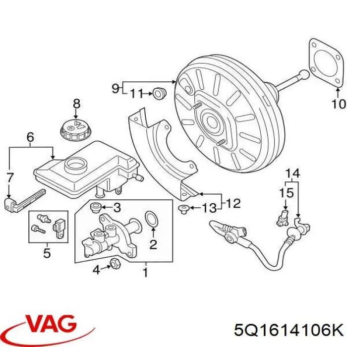  Reforçador dos freios a vácuo Audi Q2 SUV (GAB, GAG) (2016 - 2026) 
