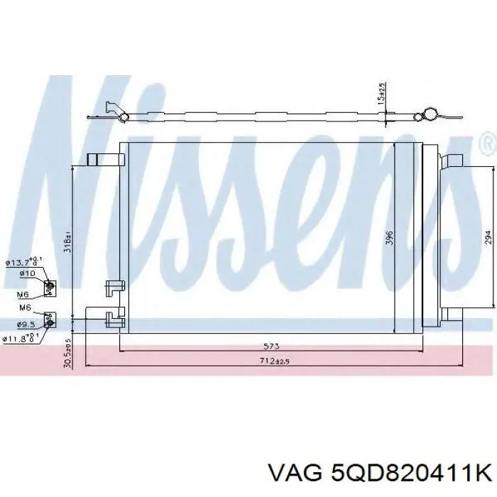 Радиатор кондиционера 5QD820411K VAG