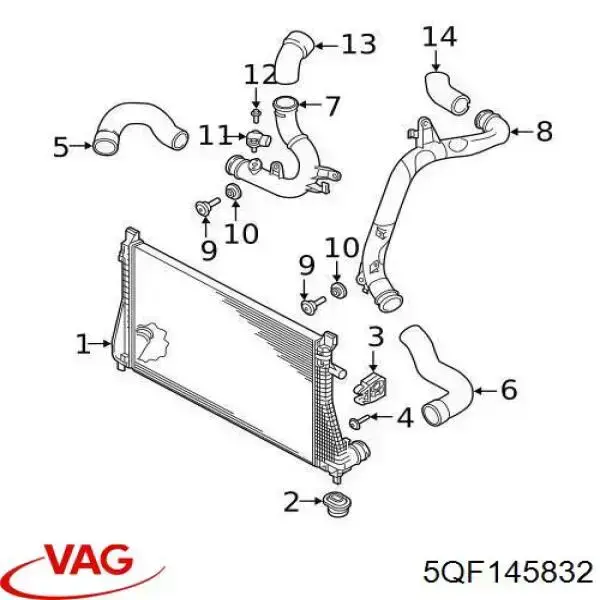 Левый шланг интеркуллера 5QF145832 VAG