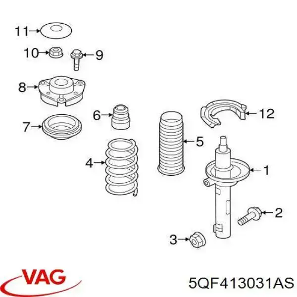 Amortiguador strut delantero 5QF413031AS VAG