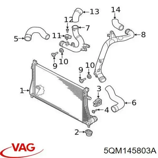 Система охлаждения наддувочного воздуха VAG 5QM145803A цена, от 10123.75 UAH