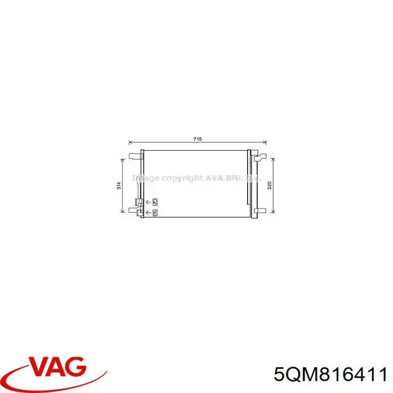 5QM816411 VAG радиатор кондиционера