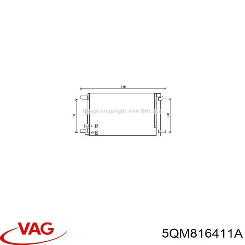 5QM816411A VAG Radiador de aparelho de ar condicionado