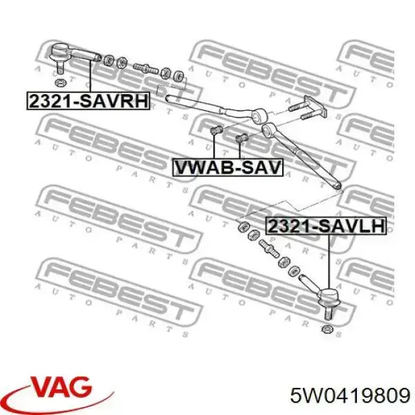 Купить VWABSAV Febest Втулка рулевой тяги