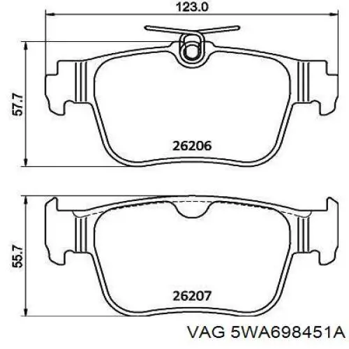 Задние тормозные колодки 5WA698451A VAG