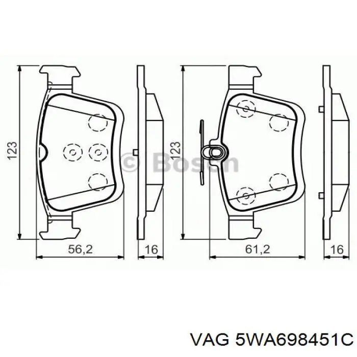 Колодки дисковые  VAG 5WA698451C цена, от 39.78 USD