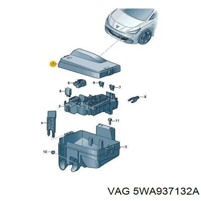 Кришка блока запобіжників 5WA937132A VAG