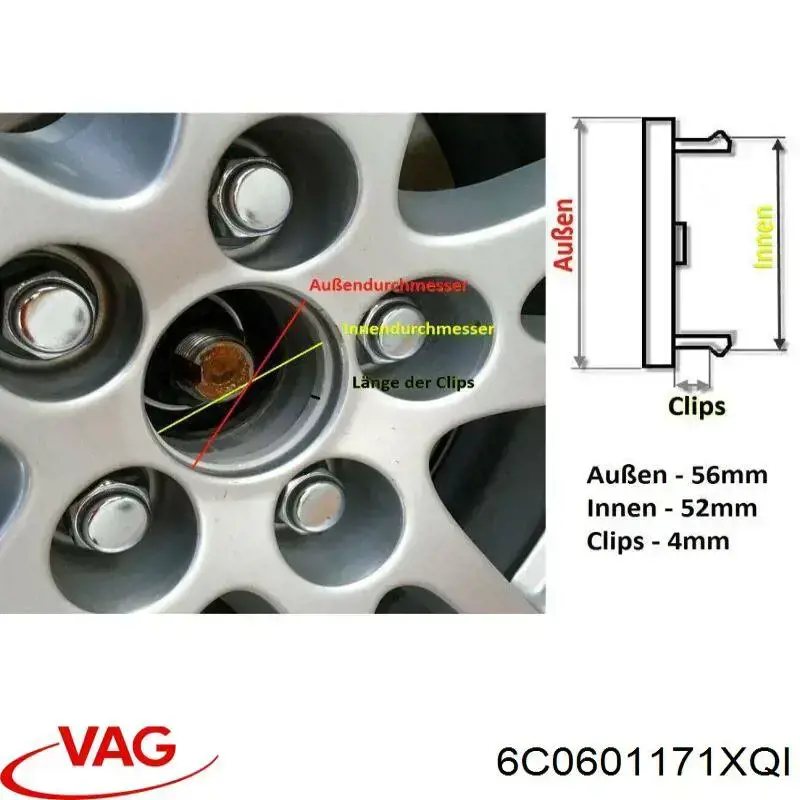 Колпак колесного диска VAG 6C0601171XQI цена, от 24.51 USD