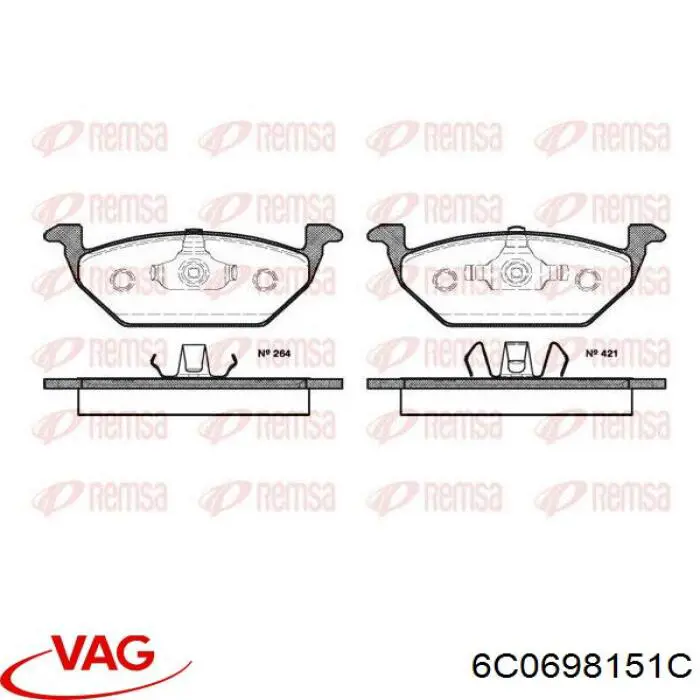 6C0698151C VAG Колодки передние