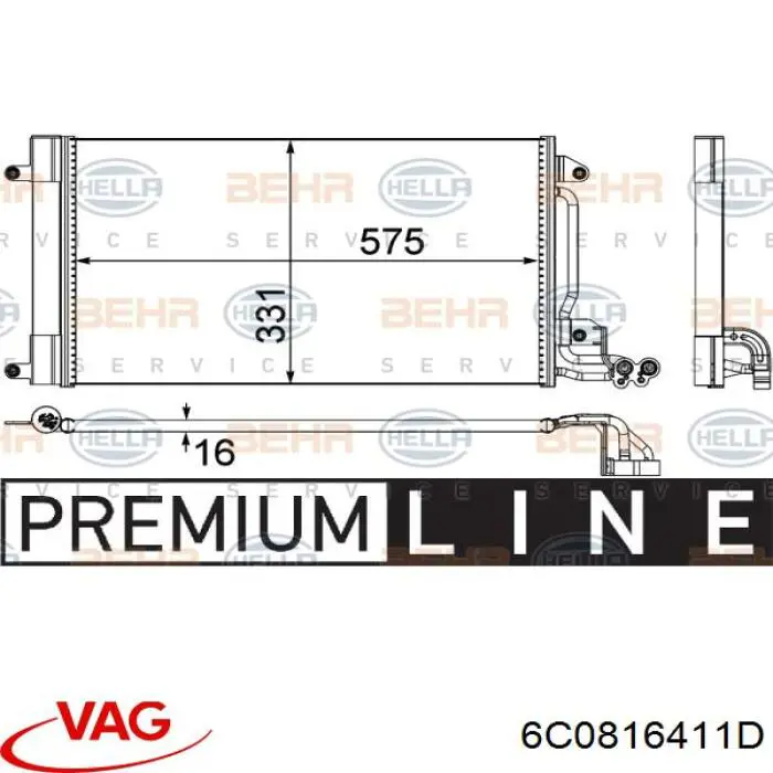 Купить 6C0816411D VAG Радиатор системы охлаждения кондиционера