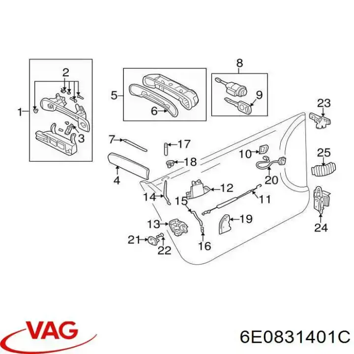 Петля водительской двери VAG 6E0831401C цена, от 6.33 USD