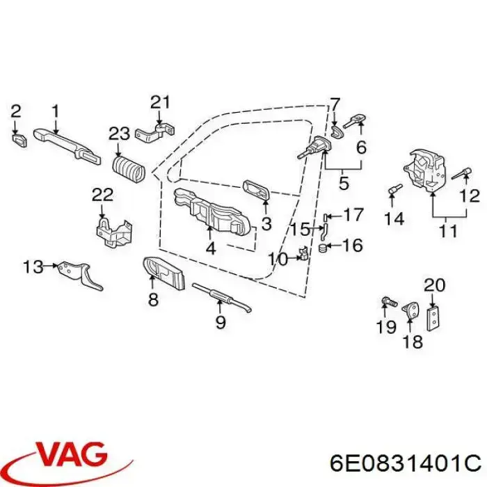 Купить 6E0831401C VAG Завеса двери передней левой