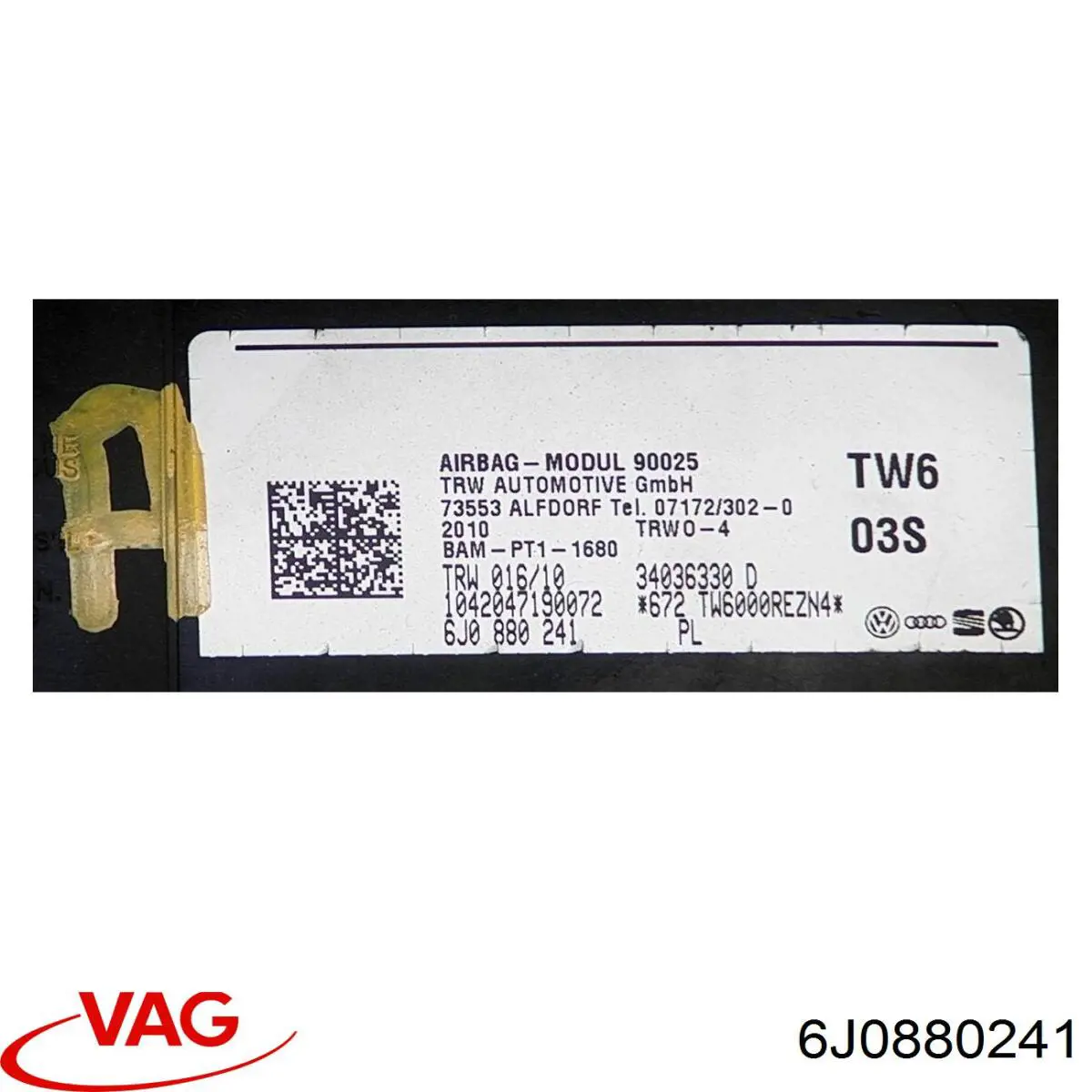 Подушка Айрбег спинки сидения левого VAG 6J0880241 цена, от 61.30 USD
