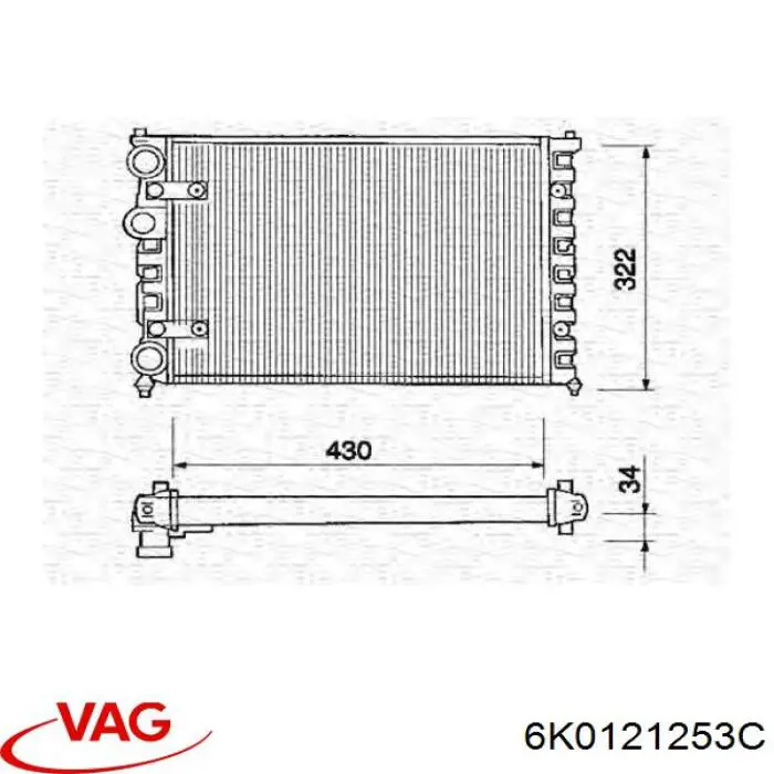 Радиатор охлаждения двигателя VAG 6K0121253C цена, от 50.18 USD