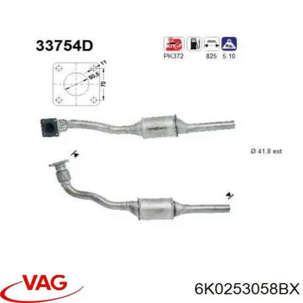 Купить 6K0253058BX VAG Преобразователь отработавших газов