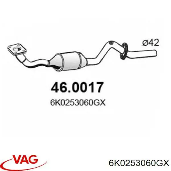 Каталитический нейтрализатор отработавших газов VAG 6K0253060GX цена, от 163.73 USD