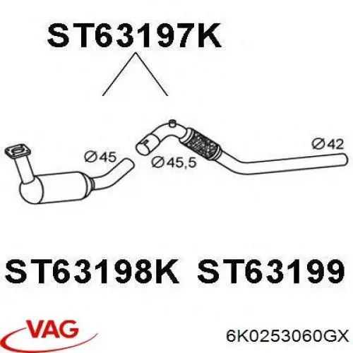 Купить 6K0253060GX VAG Преобразователь отработавших газов