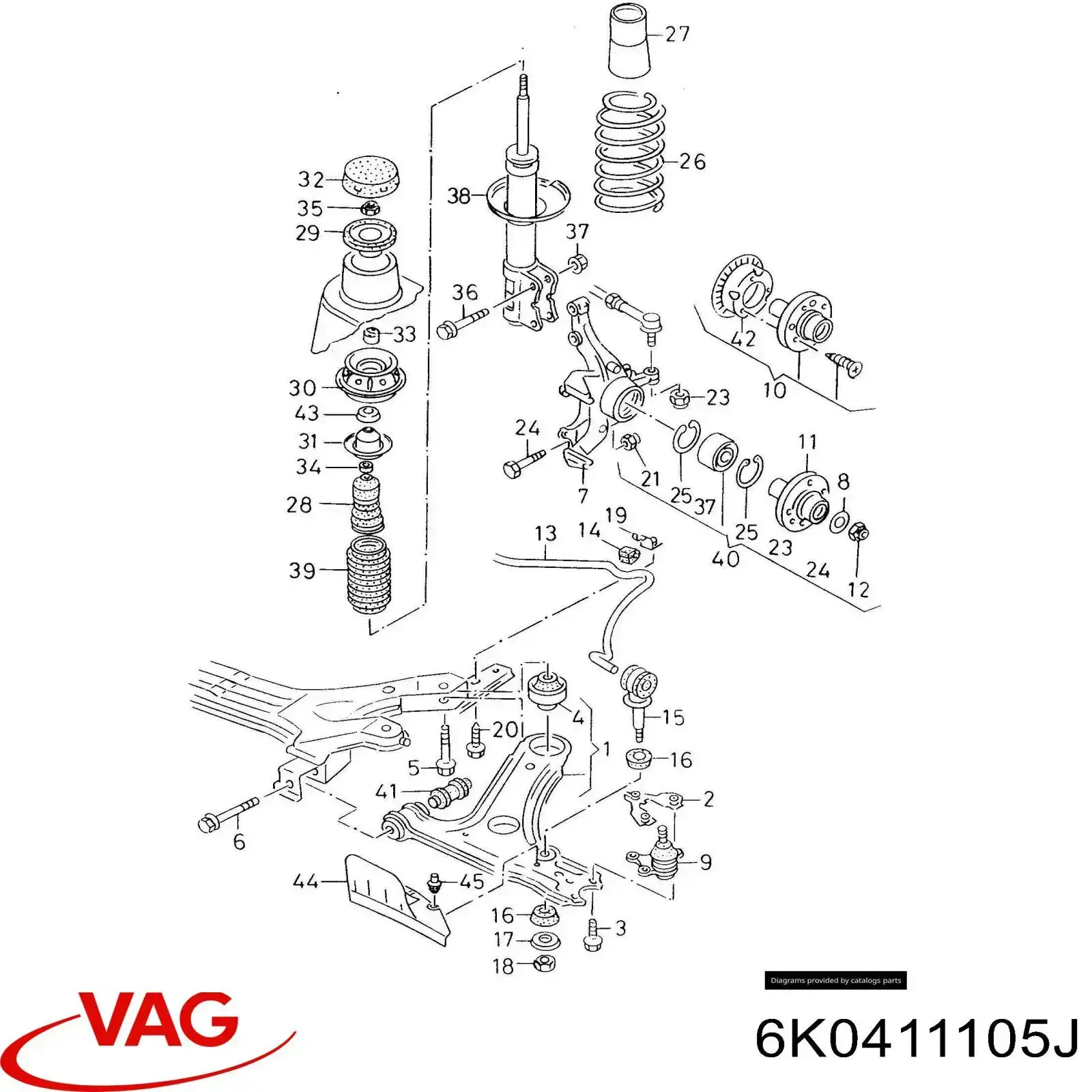 Пружина амортизатора передняя VAG 6K0411105J цена, от 30.83 USD