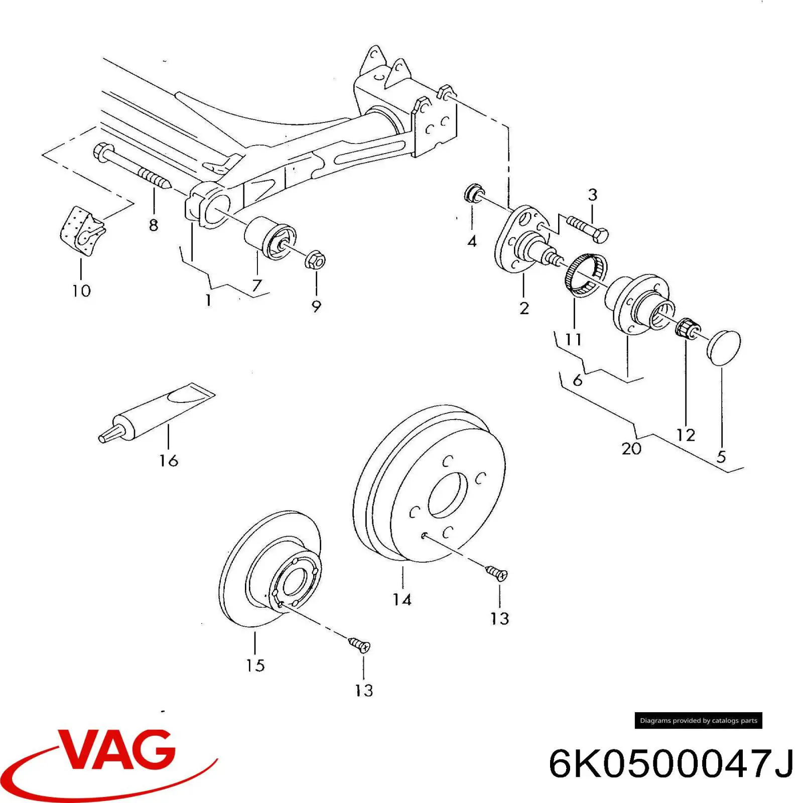 Балка задней подвески поперечная VAG 6K0500047J цена, от 56.50 USD