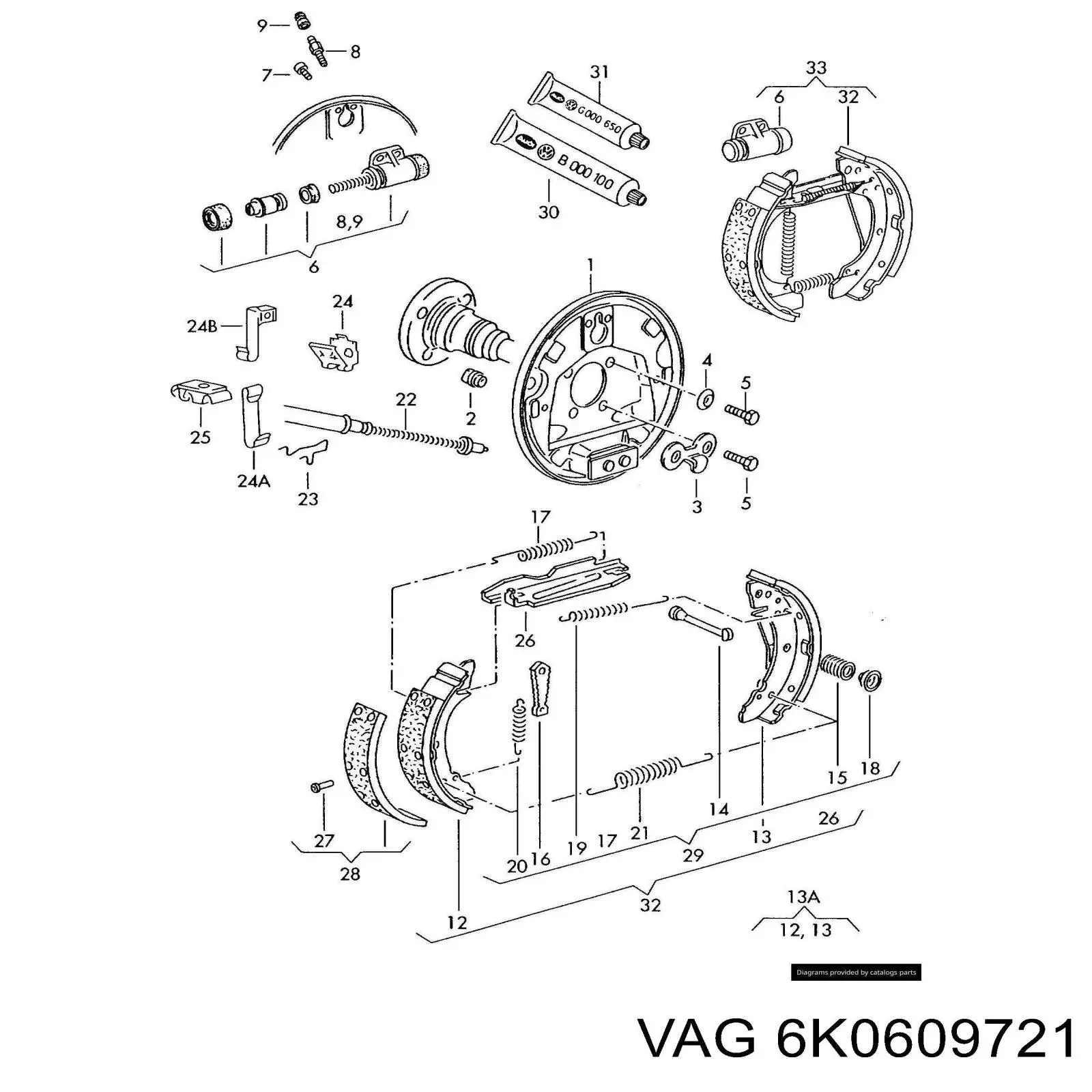 Задний трос ручника 6K0609721 VAG