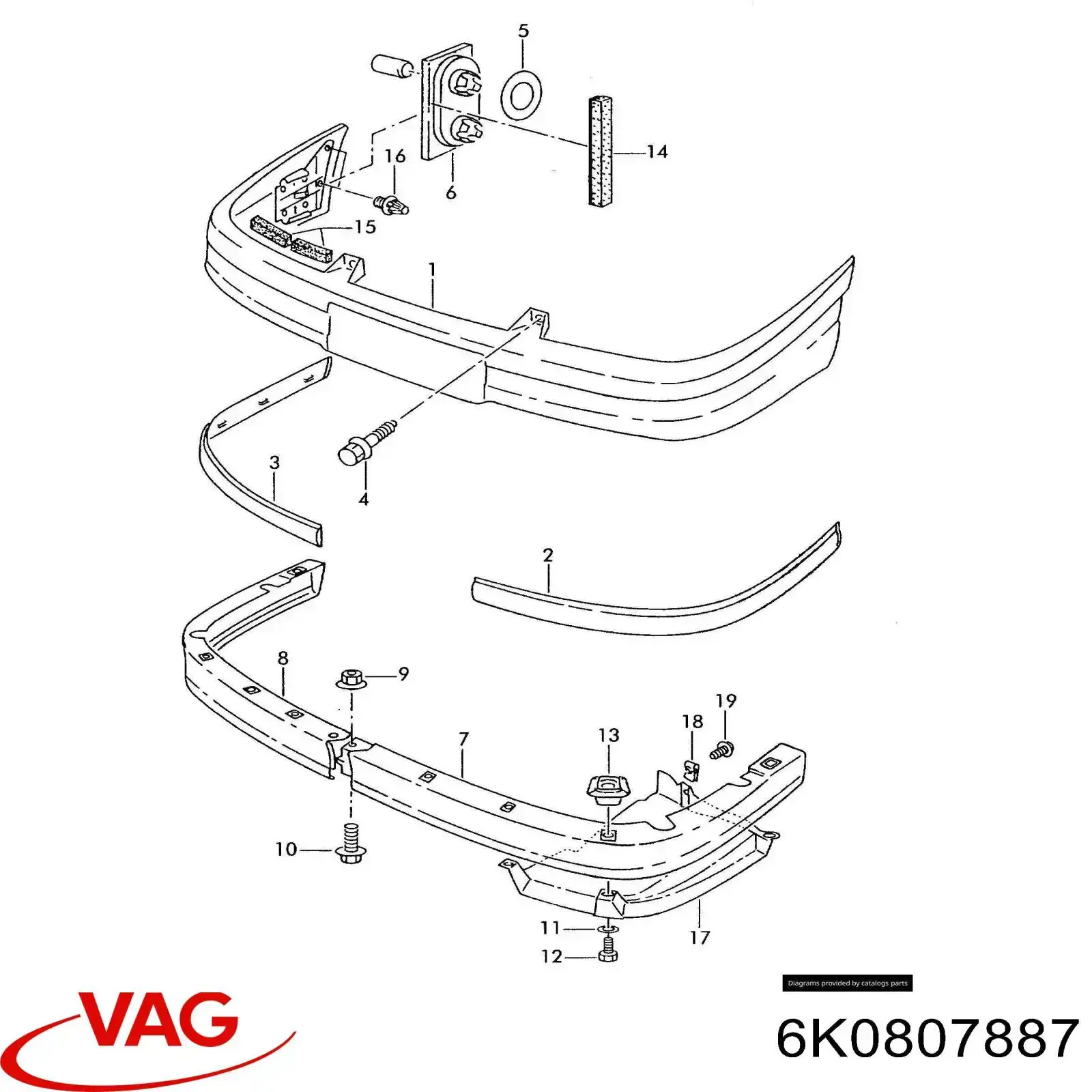 Пистон крепления обшивки двери 6K0807887 VAG