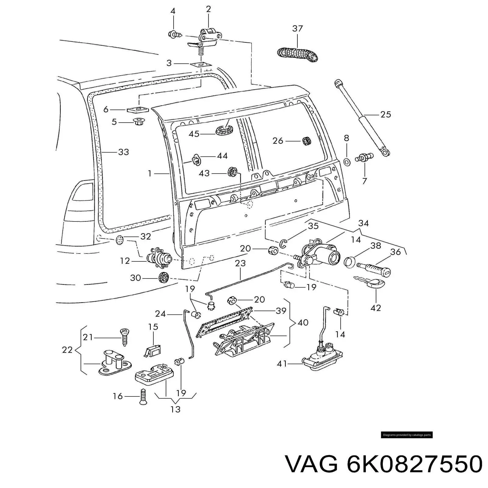 Амортизатор багажника 6K0827550 VAG