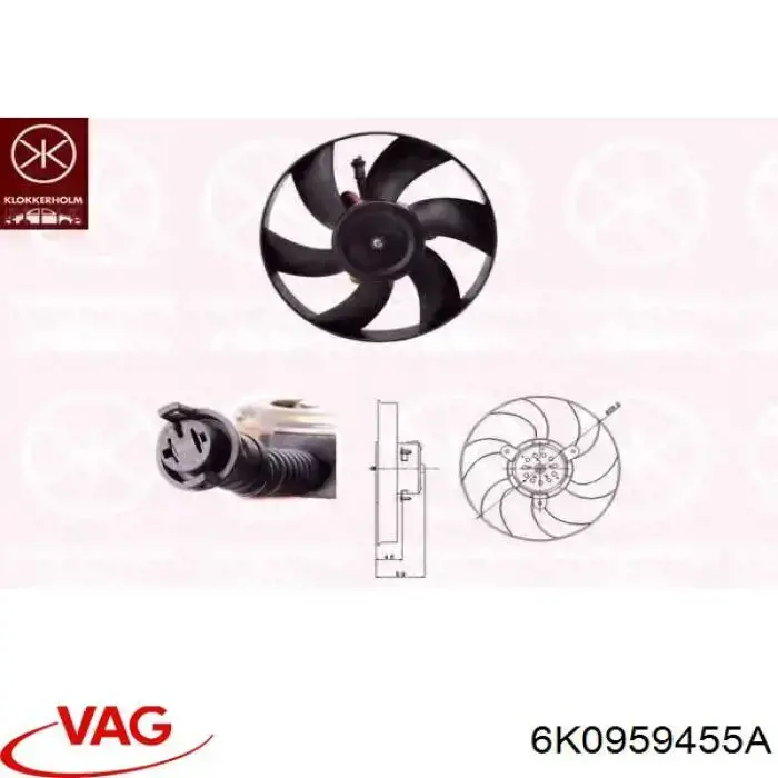 Электровентилятор охлаждения 6K0959455A VAG