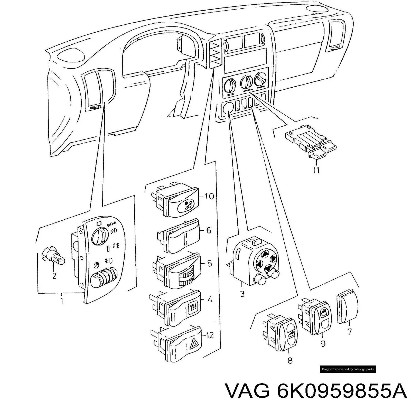 6K0959855A VAG Центральная кнопка стёклоподъемника