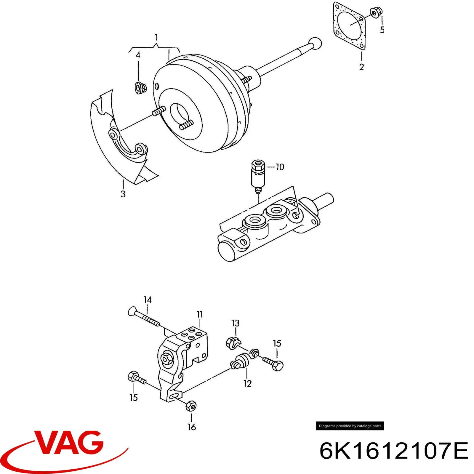 Усилитель тормозов 6K1612107B VAG