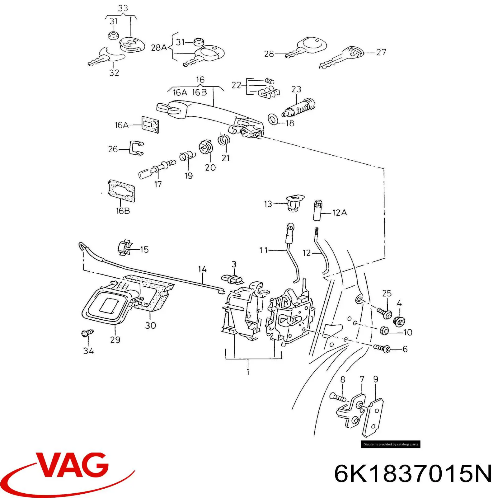 Замок двери передней левой 6K1837015N VAG