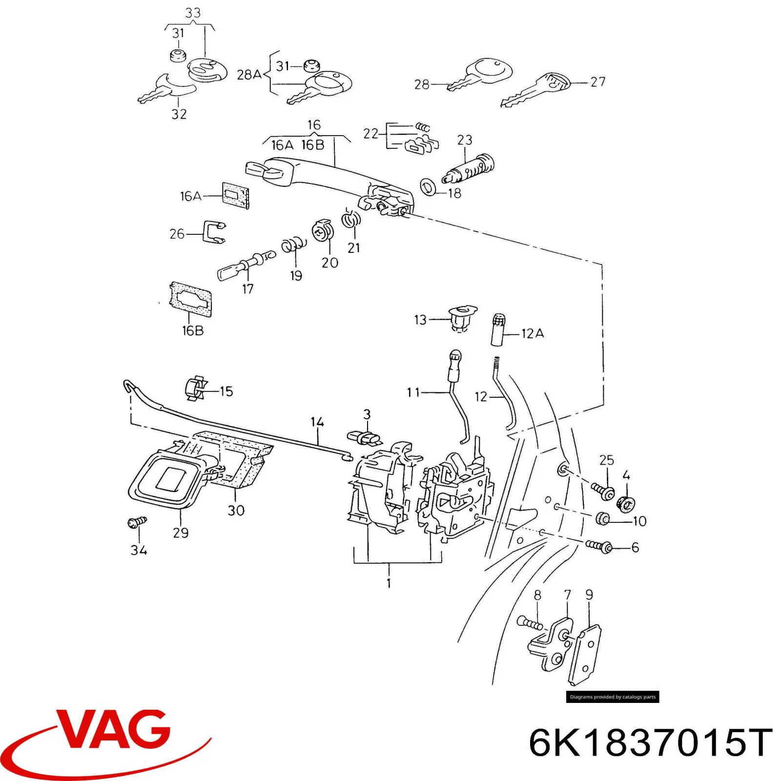 Замок двери передней левой 6K1837015C VAG