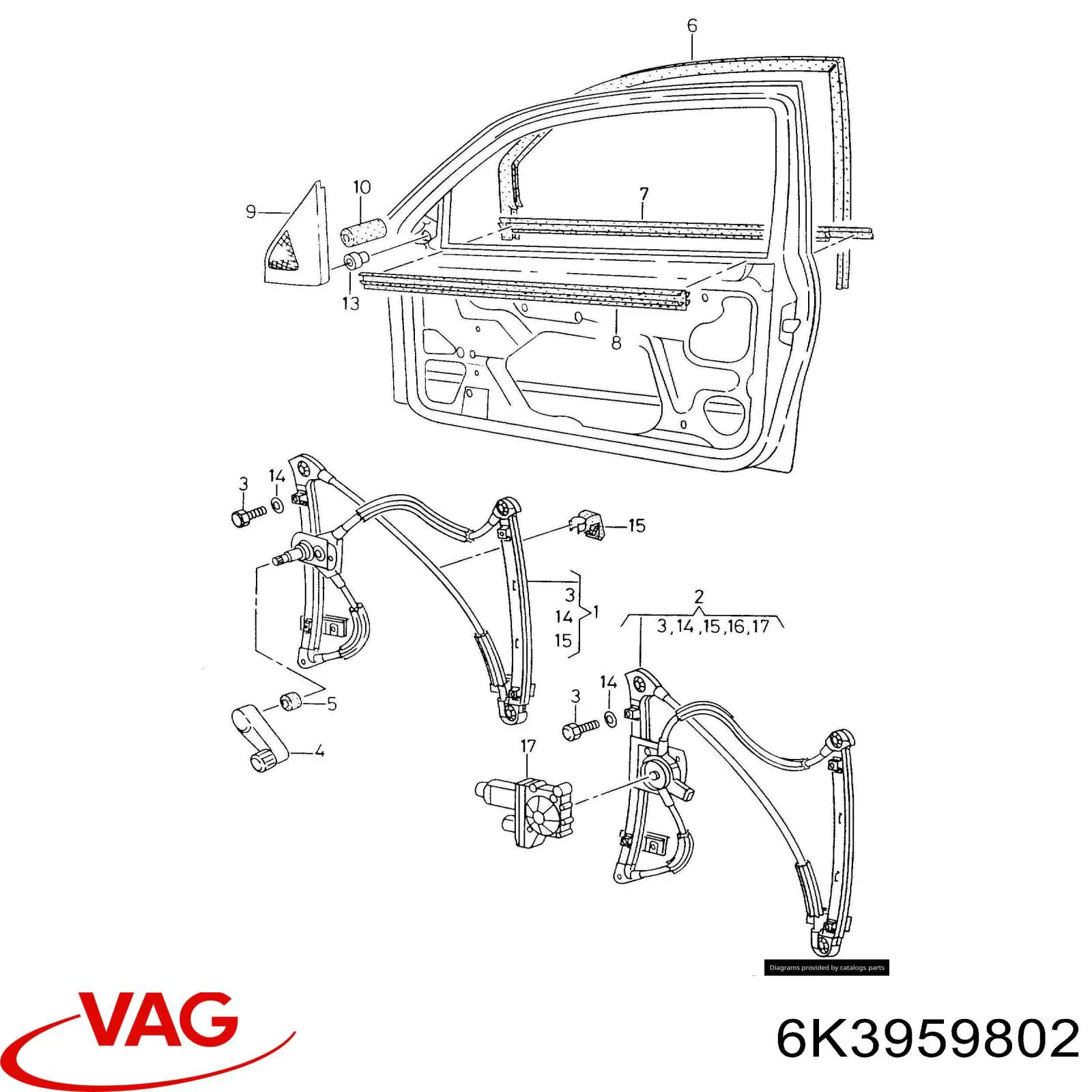 Мотор стеклоподъемника двери передней правой VAG 6K3959802C цена, от 74.22 USD