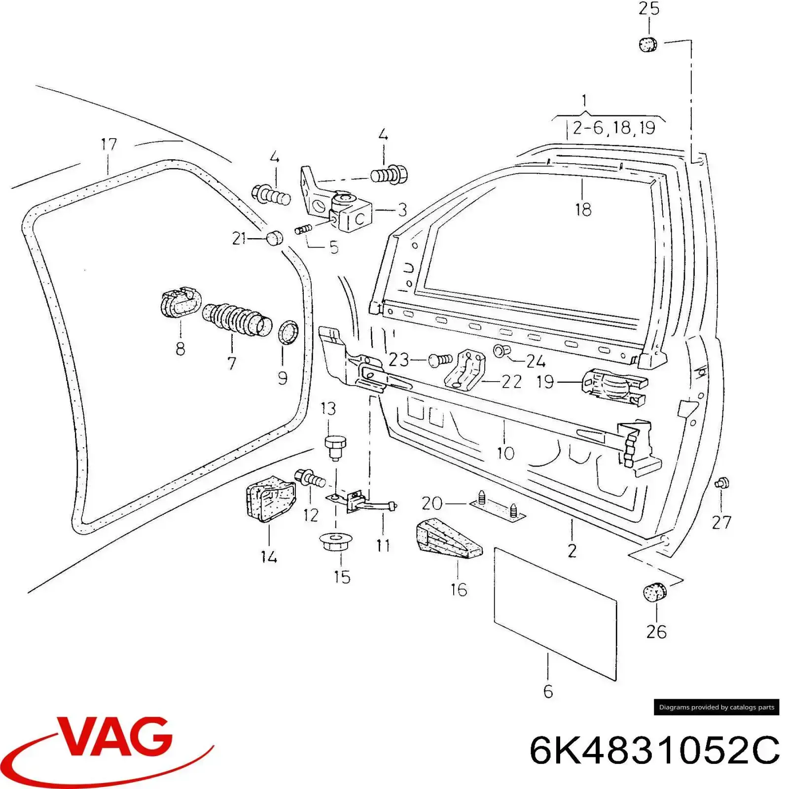 Дверь передняя правая 6K4831052C VAG