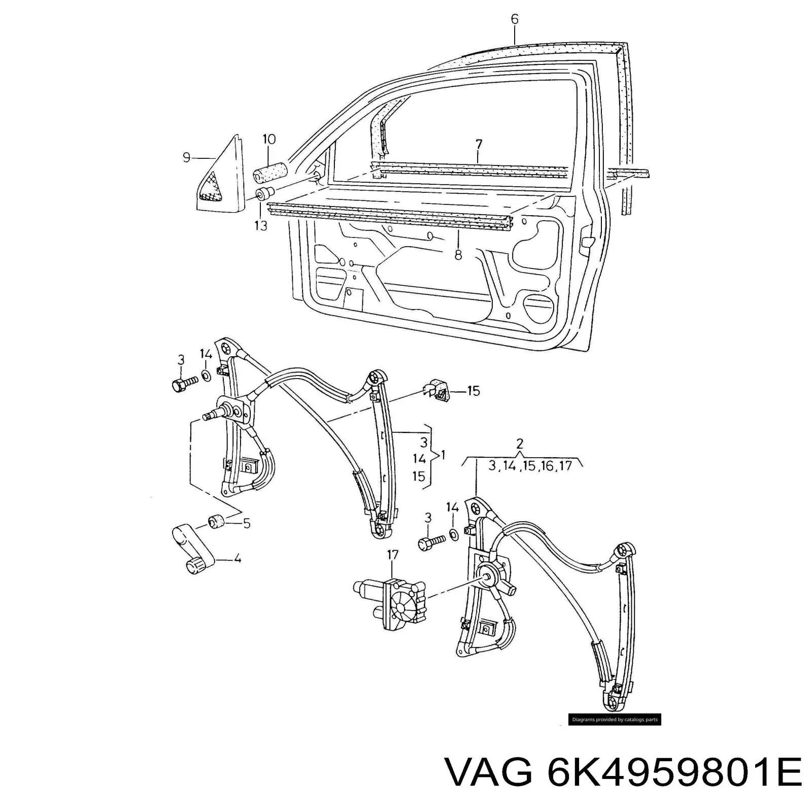 6K4959801E VAG Мотор стеклоподъемника двери передней, левой