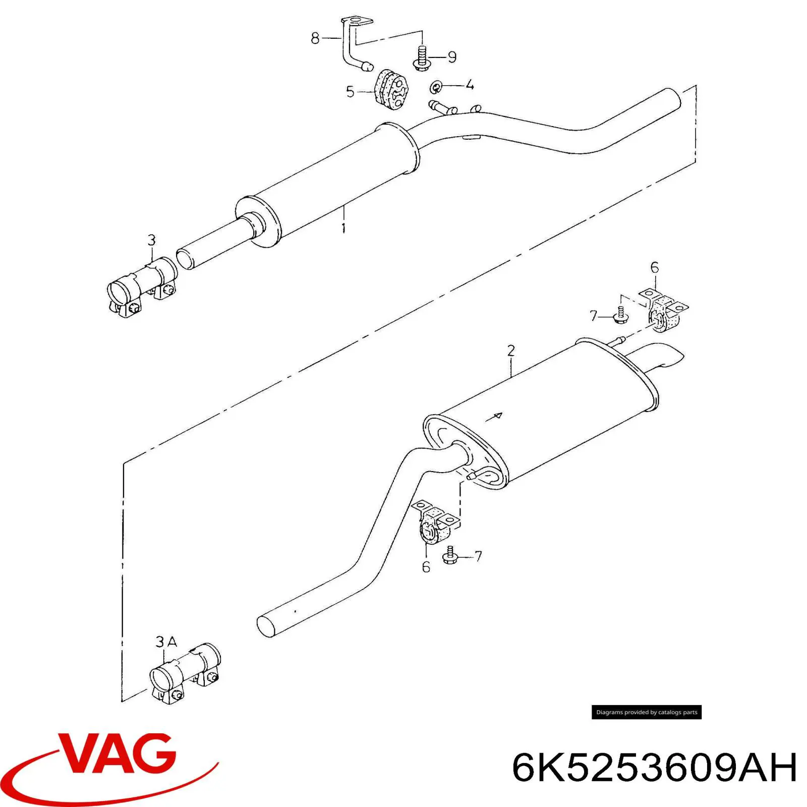 6K5253609AH VAG Выхлопная труба