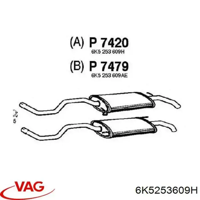 Купить 6K5253609H VAG Глушитель задний