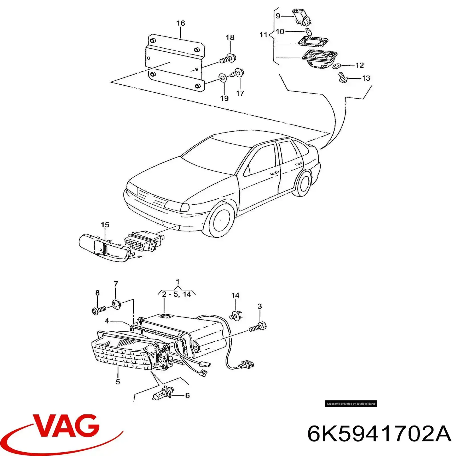 Фара противотуманная, правая VAG 6K5941702A цена, от 179.94 USD