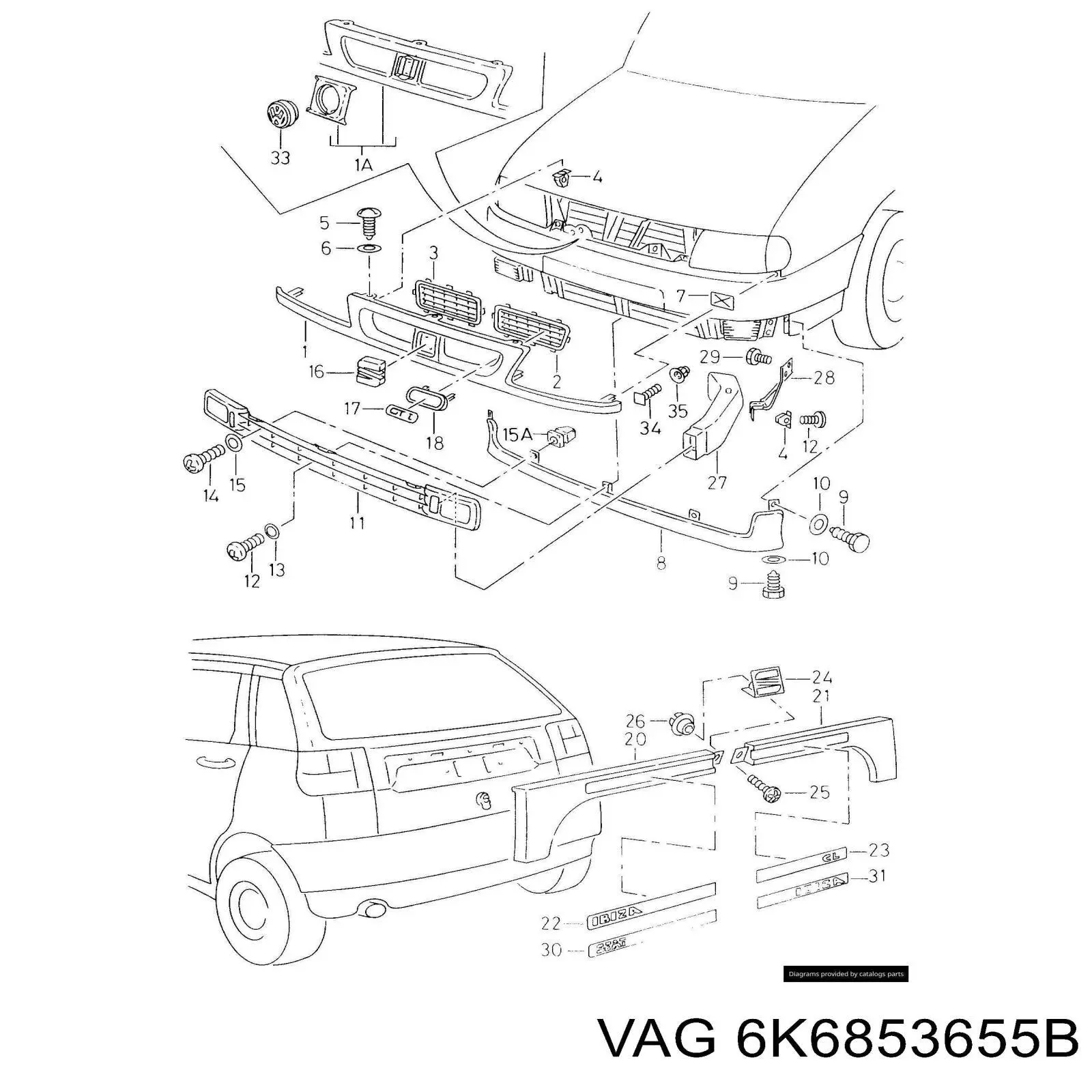 Решетка радиатора 6K6853655B VAG