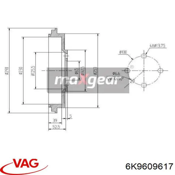 Тормозной барабан 6K9609617 VAG