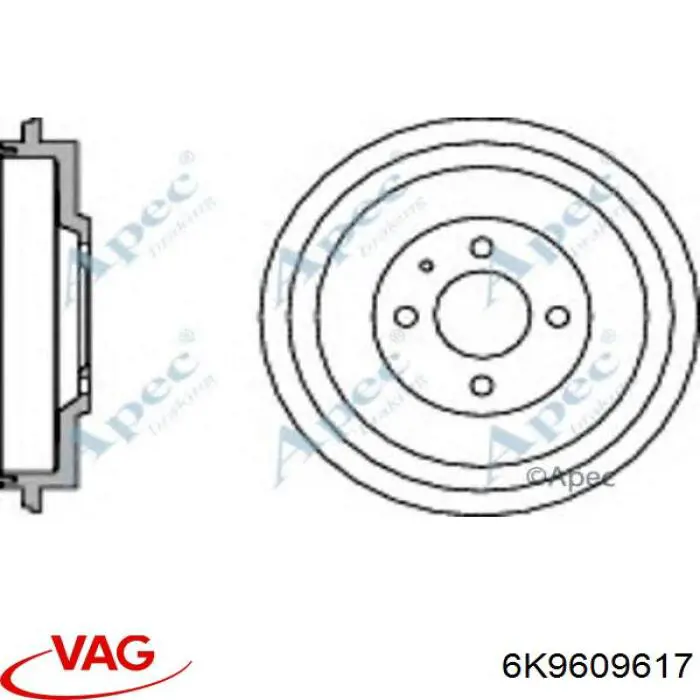 Барабан тормозной задний VAG 6K9609617 цена, от 48.36 USD