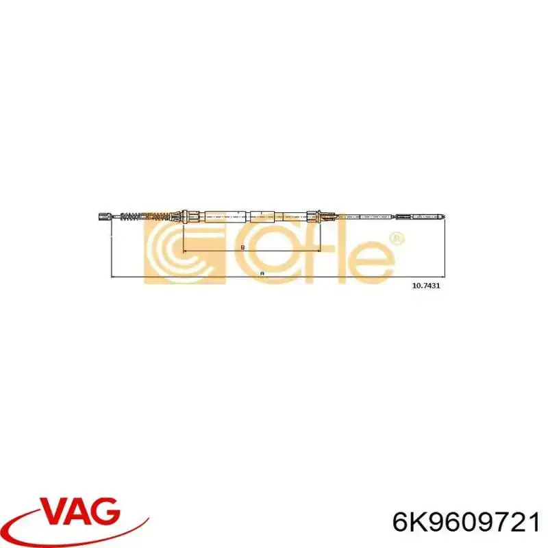 Cable de freno de mano trasero derecho/izquierdo 6K9609721 VAG