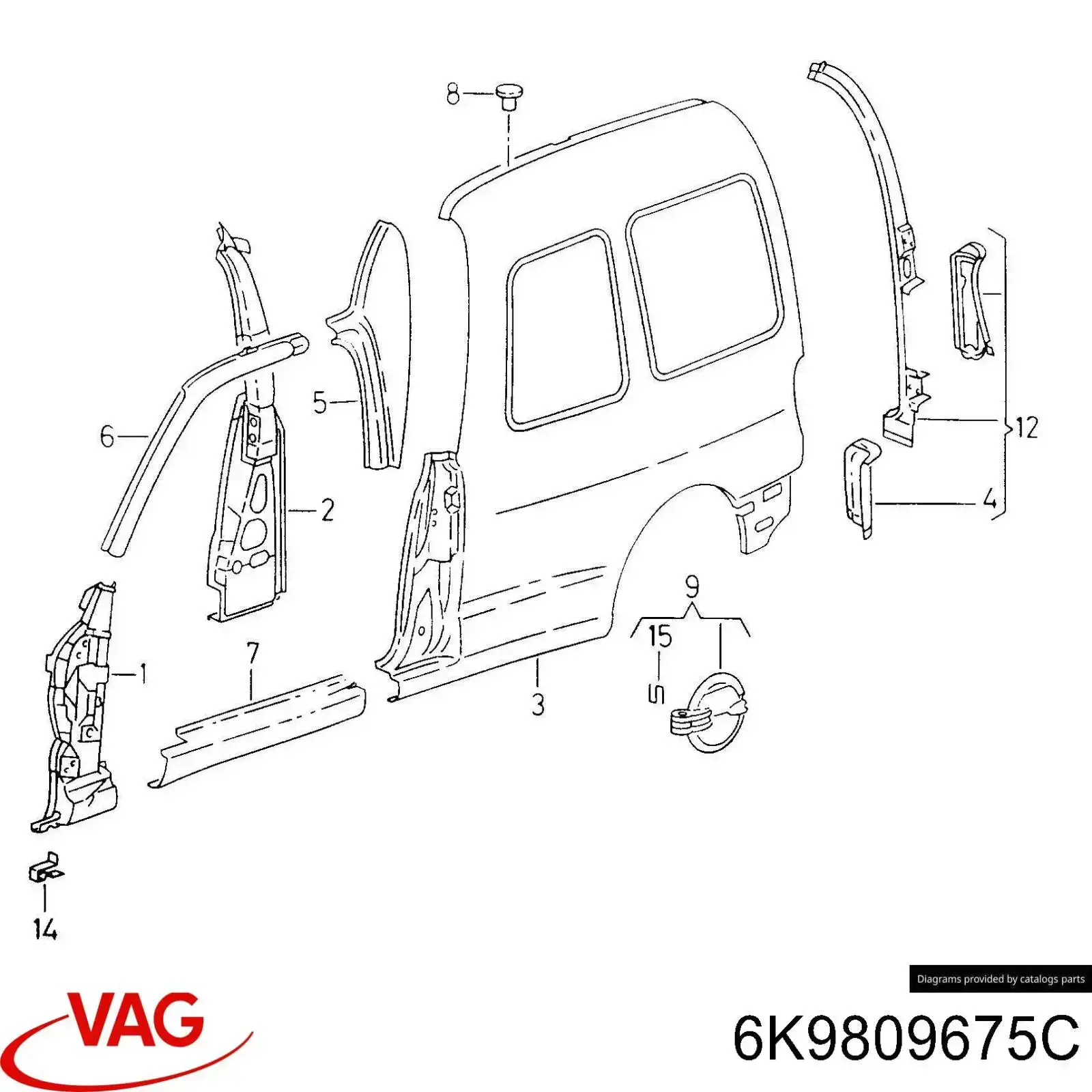 Порог внешний левый 6K9809675A VAG