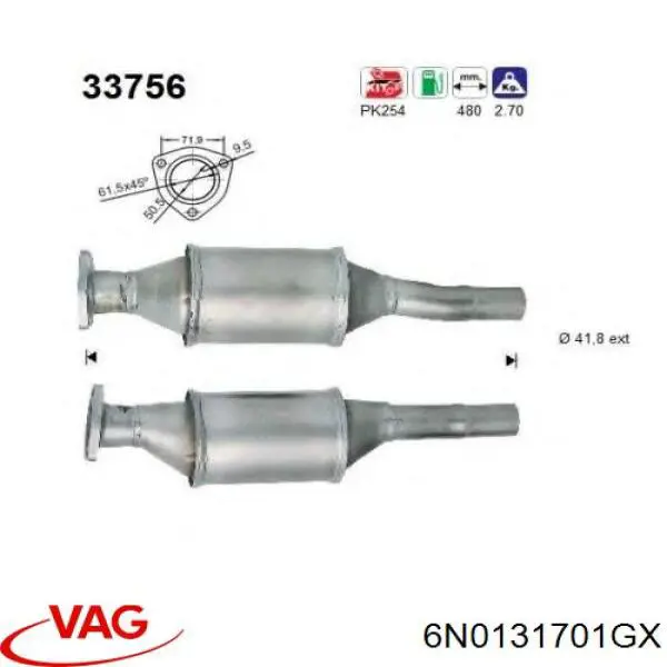 6N0131701GX VAG convertidor - catalisador