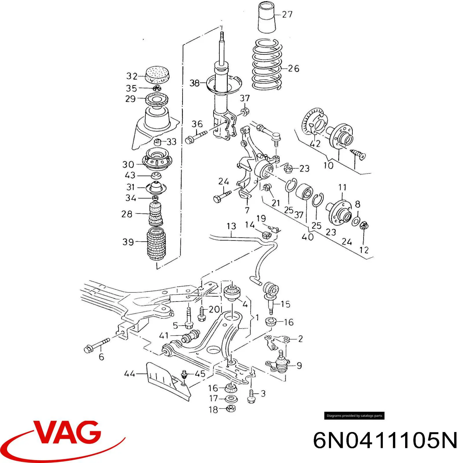 Передняя пружина 6N0411105N VAG