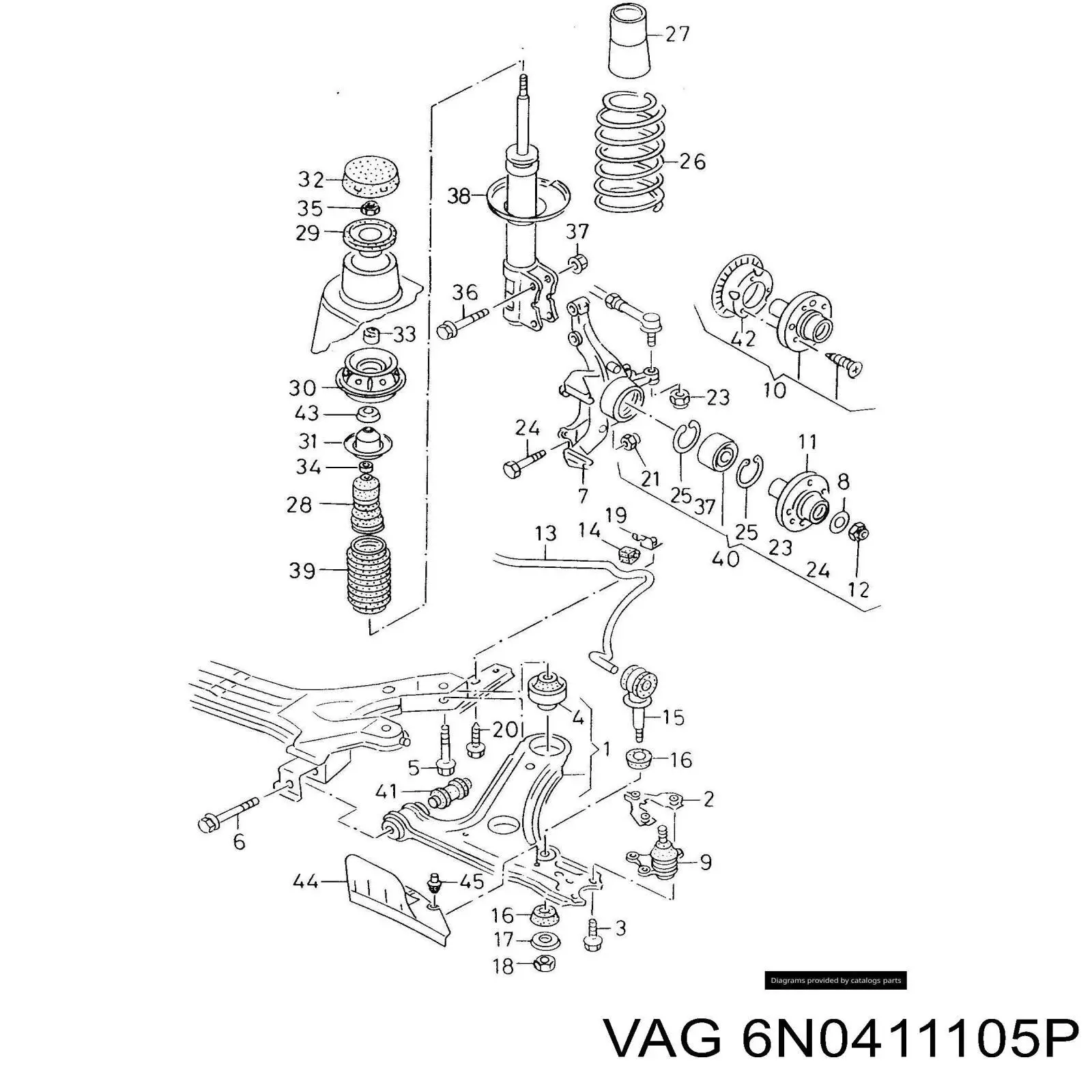 Передняя пружина 6N0411105P VAG