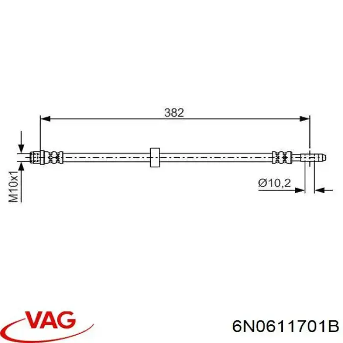 Шланг тормозной передний 6N0611701B VAG